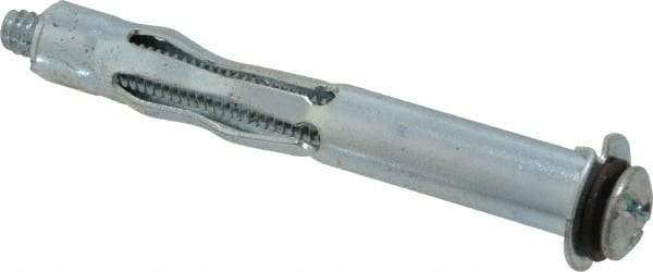 Value Collection - 1/4 - 20" Screw, 1/4" Diam, 3-1/8" Long, 1-1/4 to 1-3/4" Thick, Sleeve Drywall & Hollow Wall Anchor - 1/4" Drill, Zinc Plated, Steel, Use in Drywall - Exact Industrial Supply