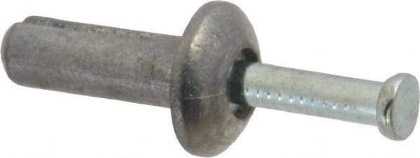 Value Collection - 1/4" Diam, 1/4" Drill, 3/4" OAL, 3-3/4" Min Embedment Hammer Drive Concrete Anchor - Zamac Alloy, Zinc-Plated Finish, Mushroom Head - Exact Industrial Supply