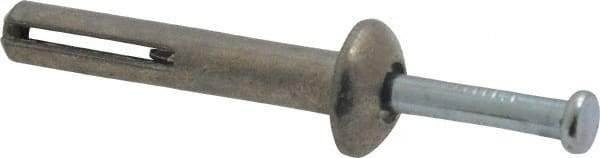Value Collection - 1/4" Diam, 1/4" Drill, 1-1/2" OAL, 8-1/2" Min Embedment Hammer Drive Concrete Anchor - Zamac Alloy, Zinc-Plated Finish, Mushroom Head - Exact Industrial Supply