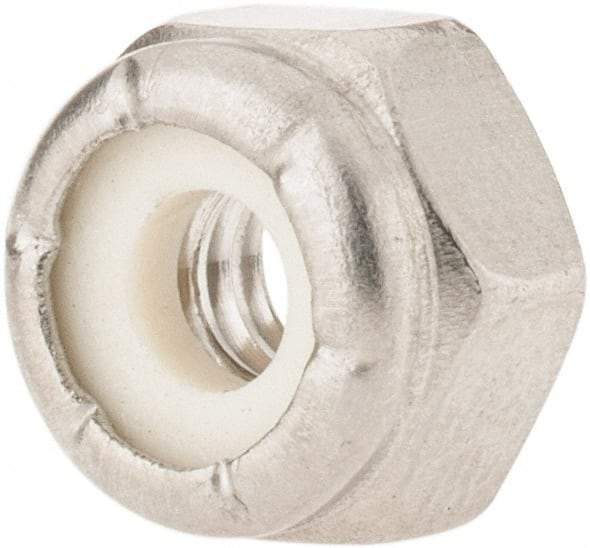 Value Collection - #10-24 UNC 18-8 Hex Lock Nut with Nylon Insert - 3/8" Width Across Flats, 1/4" High - Exact Industrial Supply