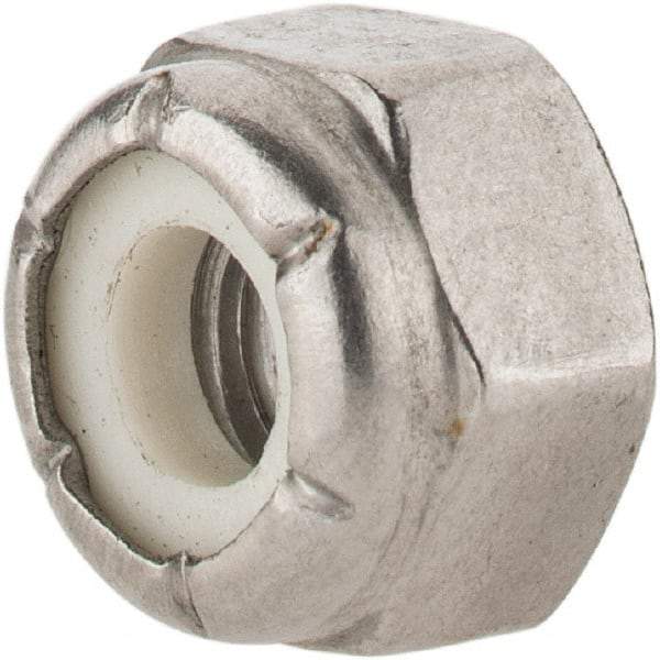 Value Collection - 1/4-20 UNC 18-8 Hex Lock Nut with Nylon Insert - 7/16" Width Across Flats, 19/64" High - Exact Industrial Supply