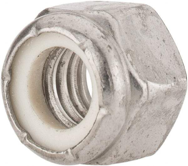 Value Collection - 3/8-16 UNC 18-8 Hex Lock Nut with Nylon Insert - 9/16" Width Across Flats, 15/32" High - Exact Industrial Supply