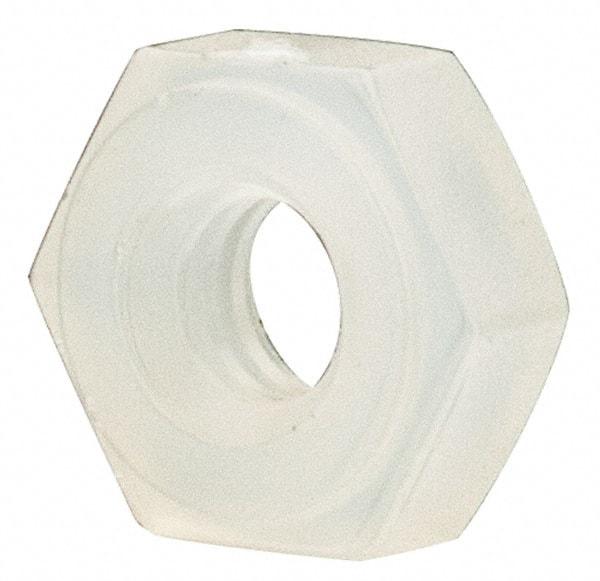 Made in USA - #2-56 UNC Nylon Right Hand Hex Nut - 4.57mm Across Flats, 1.78mm High, Uncoated - Exact Industrial Supply