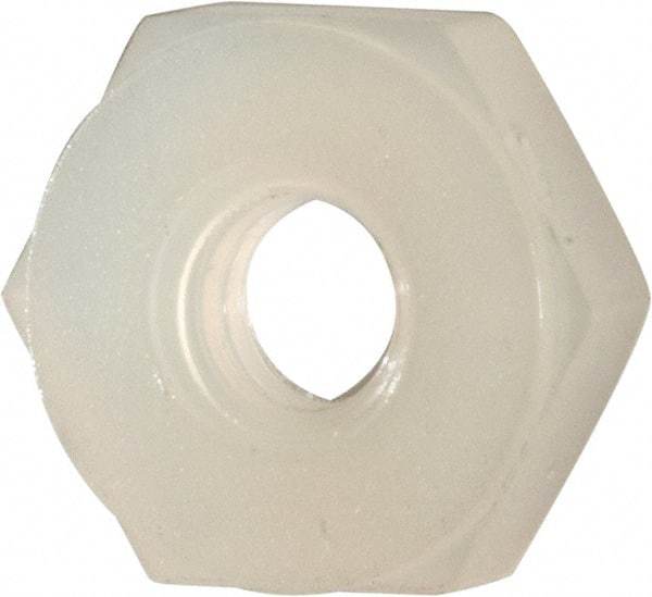 Made in USA - #4-40 UNC Nylon Right Hand Hex Nut - 1/4" Across Flats, 2.54mm High, Uncoated - Exact Industrial Supply