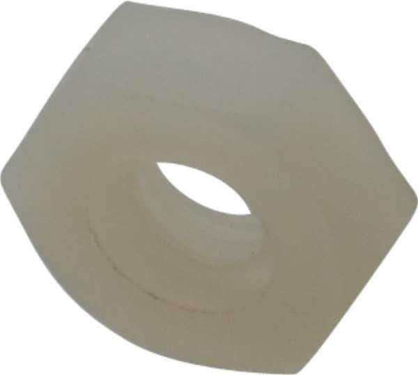 Made in USA - #10-24 UNC Nylon Right Hand Hex Nut - 9.27mm Across Flats, 3.43mm High, Uncoated - Exact Industrial Supply
