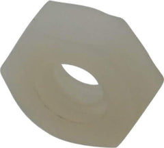 Made in USA - #10-24 UNC Nylon Right Hand Hex Nut - 9.27mm Across Flats, 3.43mm High, Uncoated - Exact Industrial Supply