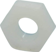 Made in USA - #10-32 UNF Nylon Right Hand Hex Nut - 9.27mm Across Flats, 3.43mm High, Uncoated - Exact Industrial Supply