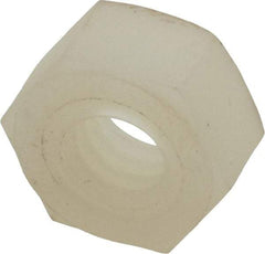 Made in USA - 1/4-20 UNC Nylon Right Hand Hex Nut - 10.8mm Across Flats, 5.97mm High, Uncoated - Exact Industrial Supply