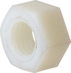 Made in USA - 1/2-13 UNC Nylon Right Hand Hex Nut - 3/4" Across Flats, 10.92mm High, Uncoated - Exact Industrial Supply