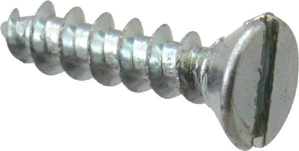 Value Collection - #2, 3/8" OAL, Slotted Drive, Flat Head Wood Screw - Zinc Plated Steel, Grade 2 - Exact Industrial Supply