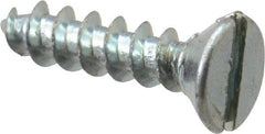 Value Collection - #2, 3/8" OAL, Slotted Drive, Flat Head Wood Screw - Zinc Plated Steel, Grade 2 - Exact Industrial Supply