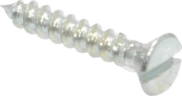Value Collection - #2, 1/2" OAL, Slotted Drive, Flat Head Wood Screw - Zinc Plated Steel, Grade 2 - Exact Industrial Supply