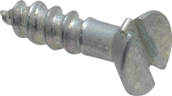 Value Collection - #3, 3/8" OAL, Slotted Drive, Flat Head Wood Screw - Zinc Plated Steel, Grade 2 - Exact Industrial Supply