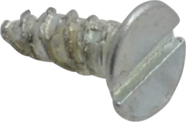 Value Collection - #4, 1/4" OAL, Slotted Drive, Flat Head Wood Screw - Zinc Plated Steel, Grade 2 - Exact Industrial Supply