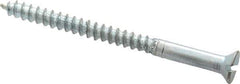 Value Collection - #4, 1-1/2" OAL, Slotted Drive, Flat Head Wood Screw - Zinc Plated Steel, Grade 2 - Exact Industrial Supply