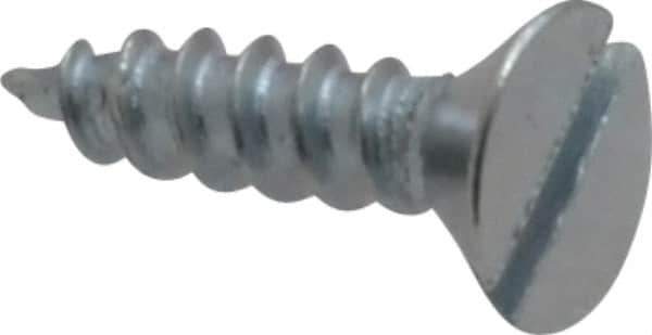 Value Collection - #10, 3/4" OAL, Slotted Drive, Flat Head Wood Screw - Zinc Plated Steel, Grade 2 - Exact Industrial Supply