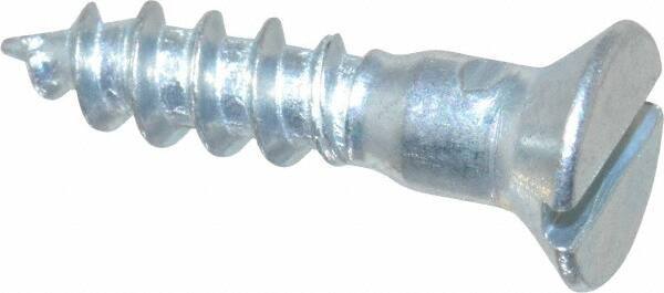 Value Collection - #10, 7/8" OAL, Slotted Drive, Flat Head Wood Screw - Zinc Plated Steel, Grade 2 - Exact Industrial Supply