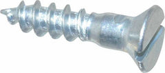 Value Collection - #10, 7/8" OAL, Slotted Drive, Flat Head Wood Screw - Zinc Plated Steel, Grade 2 - Exact Industrial Supply