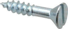 Value Collection - #10, 1" OAL, Slotted Drive, Flat Head Wood Screw - Zinc Plated Steel, Grade 2 - Exact Industrial Supply