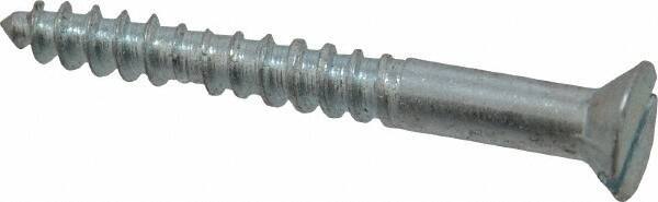 Value Collection - #10, 1-3/4" OAL, Slotted Drive, Flat Head Wood Screw - Zinc Plated Steel, Grade 2 - Exact Industrial Supply