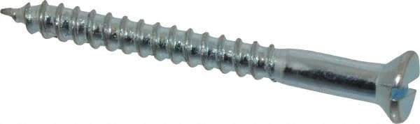 Value Collection - #10, 2" OAL, Slotted Drive, Flat Head Wood Screw - Zinc Plated Steel, Grade 2 - Exact Industrial Supply
