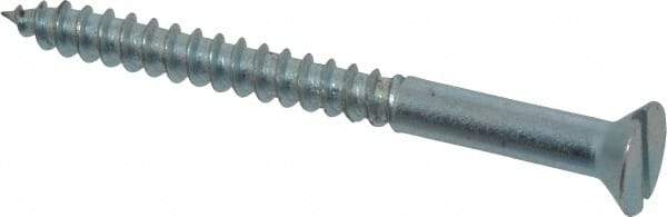 Value Collection - #10, 2-1/4" OAL, Slotted Drive, Flat Head Wood Screw - Zinc Plated Steel, Grade 2 - Exact Industrial Supply