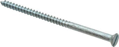 Value Collection - #10, 3-1/2" OAL, Slotted Drive, Flat Head Wood Screw - Zinc Plated Steel, Grade 2 - Exact Industrial Supply