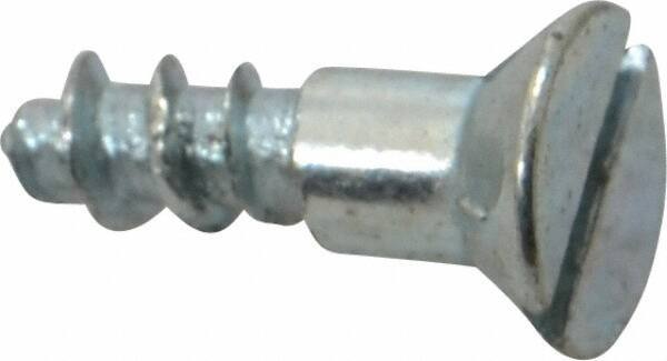 Value Collection - #12, 3/4" OAL, Slotted Drive, Flat Head Wood Screw - Zinc Plated Steel, Grade 2 - Exact Industrial Supply