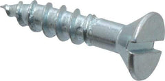Value Collection - #12, 1" OAL, Slotted Drive, Flat Head Wood Screw - Zinc Plated Steel, Grade 2 - Exact Industrial Supply