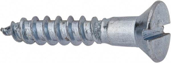 Value Collection - #12, 1-1/4" OAL, Slotted Drive, Flat Head Wood Screw - Zinc Plated Steel, Grade 2 - Exact Industrial Supply