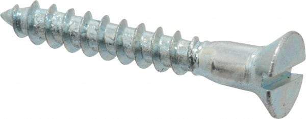Value Collection - #12, 1-1/2" OAL, Slotted Drive, Flat Head Wood Screw - Zinc Plated Steel, Grade 2 - Exact Industrial Supply