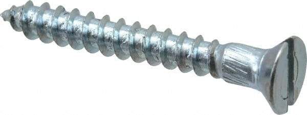 Value Collection - #12, 1-3/4" OAL, Slotted Drive, Flat Head Wood Screw - Zinc Plated Steel, Grade 2 - Exact Industrial Supply