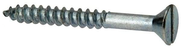 Value Collection - #12, 2" OAL, Slotted Drive, Flat Head Wood Screw - Zinc Plated Steel, Grade 2 - Exact Industrial Supply