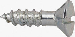 Value Collection - #14, 1" OAL, Slotted Drive, Flat Head Wood Screw - Zinc Plated Steel, Grade 2 - Exact Industrial Supply