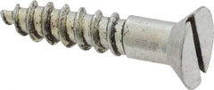 Value Collection - #14, 1-1/4" OAL, Slotted Drive, Flat Head Wood Screw - Zinc Plated Steel, Grade 2 - Exact Industrial Supply