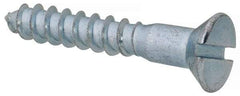 Value Collection - #14, 1-1/2" OAL, Slotted Drive, Flat Head Wood Screw - Zinc Plated Steel, Grade 2 - Exact Industrial Supply