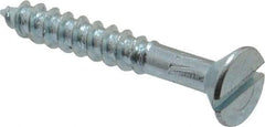 Value Collection - #14, 1-3/4" OAL, Slotted Drive, Flat Head Wood Screw - Zinc Plated Steel, Grade 2 - Exact Industrial Supply