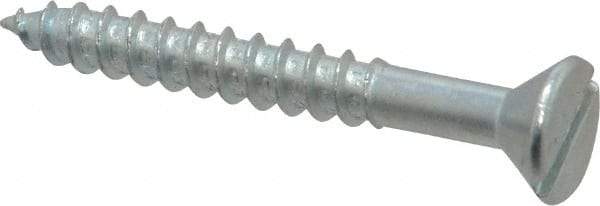 Value Collection - #14, 2" OAL, Slotted Drive, Flat Head Wood Screw - Zinc Plated Steel, Grade 2 - Exact Industrial Supply