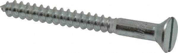 Value Collection - #14, 2-1/2" OAL, Slotted Drive, Flat Head Wood Screw - Zinc Plated Steel, Grade 2 - Exact Industrial Supply