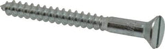 Value Collection - #14, 2-1/2" OAL, Slotted Drive, Flat Head Wood Screw - Zinc Plated Steel, Grade 2 - Exact Industrial Supply