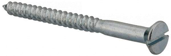 Value Collection - #14, 3" OAL, Slotted Drive, Flat Head Wood Screw - Zinc Plated Steel, Grade 2 - Exact Industrial Supply