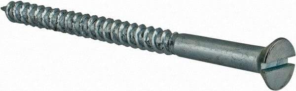 Value Collection - #14, 3-1/2" OAL, Slotted Drive, Flat Head Wood Screw - Zinc Plated Steel, Grade 2 - Exact Industrial Supply