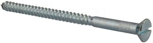 Value Collection - #14, 4" OAL, Slotted Drive, Flat Head Wood Screw - Zinc Plated Steel, Grade 2 - Exact Industrial Supply