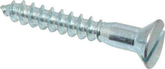 Value Collection - #18, 2" OAL, Slotted Drive, Flat Head Wood Screw - Zinc Plated Steel, Grade 2 - Exact Industrial Supply