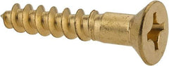 Value Collection - #12, 1-1/4" OAL, Phillips Drive, Flat Head Wood Screw - Brass - Exact Industrial Supply
