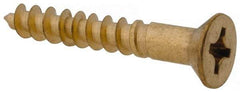 Value Collection - #12, 1-1/2" OAL, Phillips Drive, Flat Head Wood Screw - Brass - Exact Industrial Supply