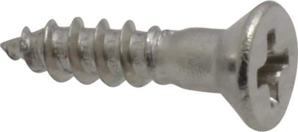 Value Collection - #4, 1/2" OAL, Phillips Drive, Flat Head Wood Screw - Stainless Steel, Grade 18-8 - Exact Industrial Supply
