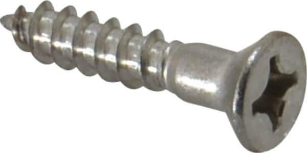 Value Collection - #10, 1" OAL, Phillips Drive, Flat Head Wood Screw - Stainless Steel, Grade 18-8 - Exact Industrial Supply