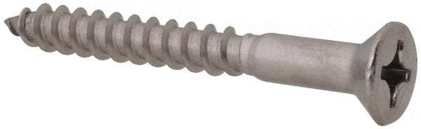 Value Collection - #10, 1-3/4" OAL, Phillips Drive, Flat Head Wood Screw - Stainless Steel, Grade 18-8 - Exact Industrial Supply