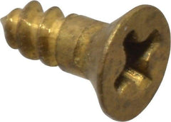 Value Collection - #2, 1/4" OAL, Phillips Drive, Flat Head Wood Screw - Brass - Exact Industrial Supply